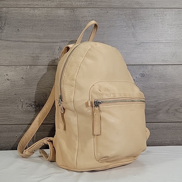 BAGGU Beige Leather Backpack Shoulder Bag Tote Handbag Purse main image 13
